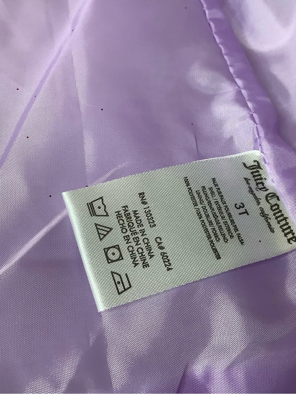 Kids Juicy Couture Iridescent Lavender Puffer Vest with Cream Sherpa Collar